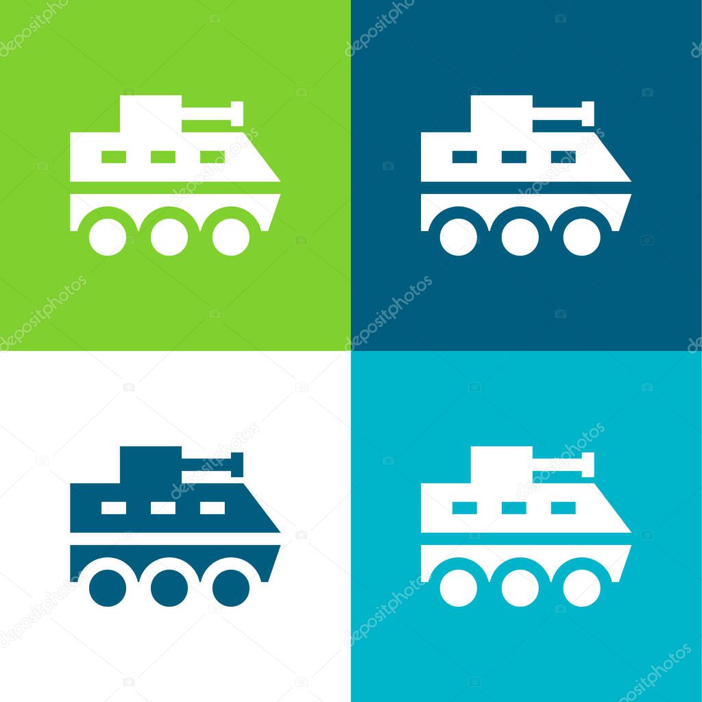 Armored Vehicle Flat four color minimal icon set