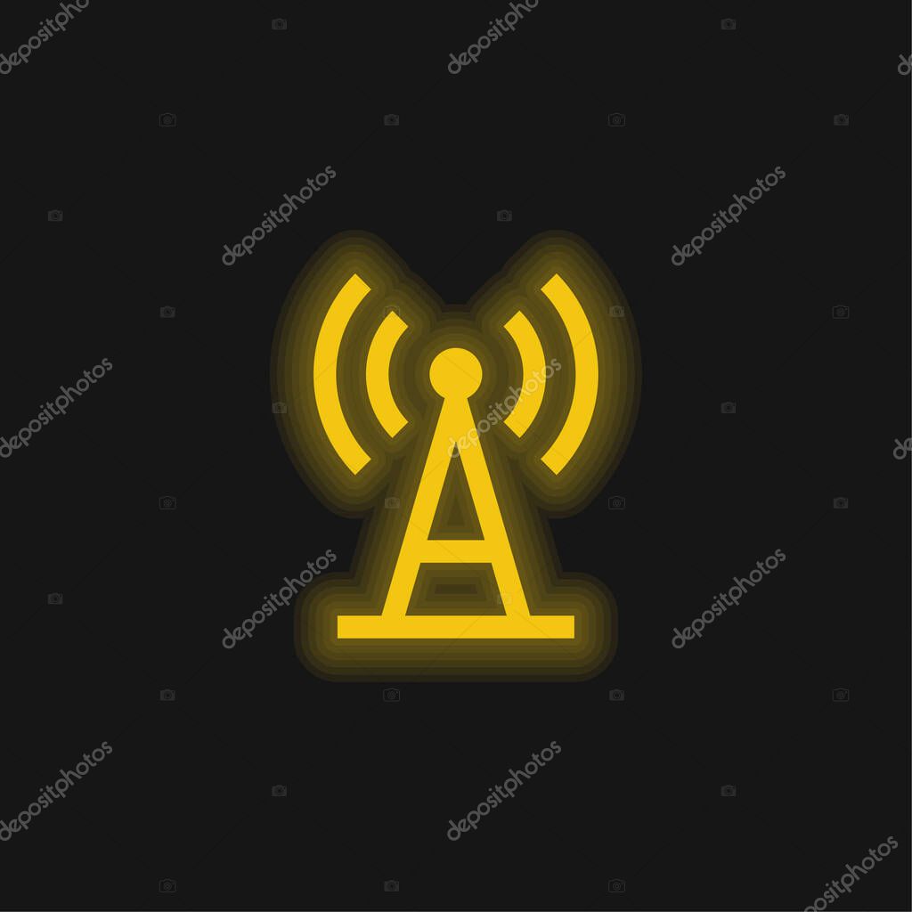 Antenna yellow glowing neon icon