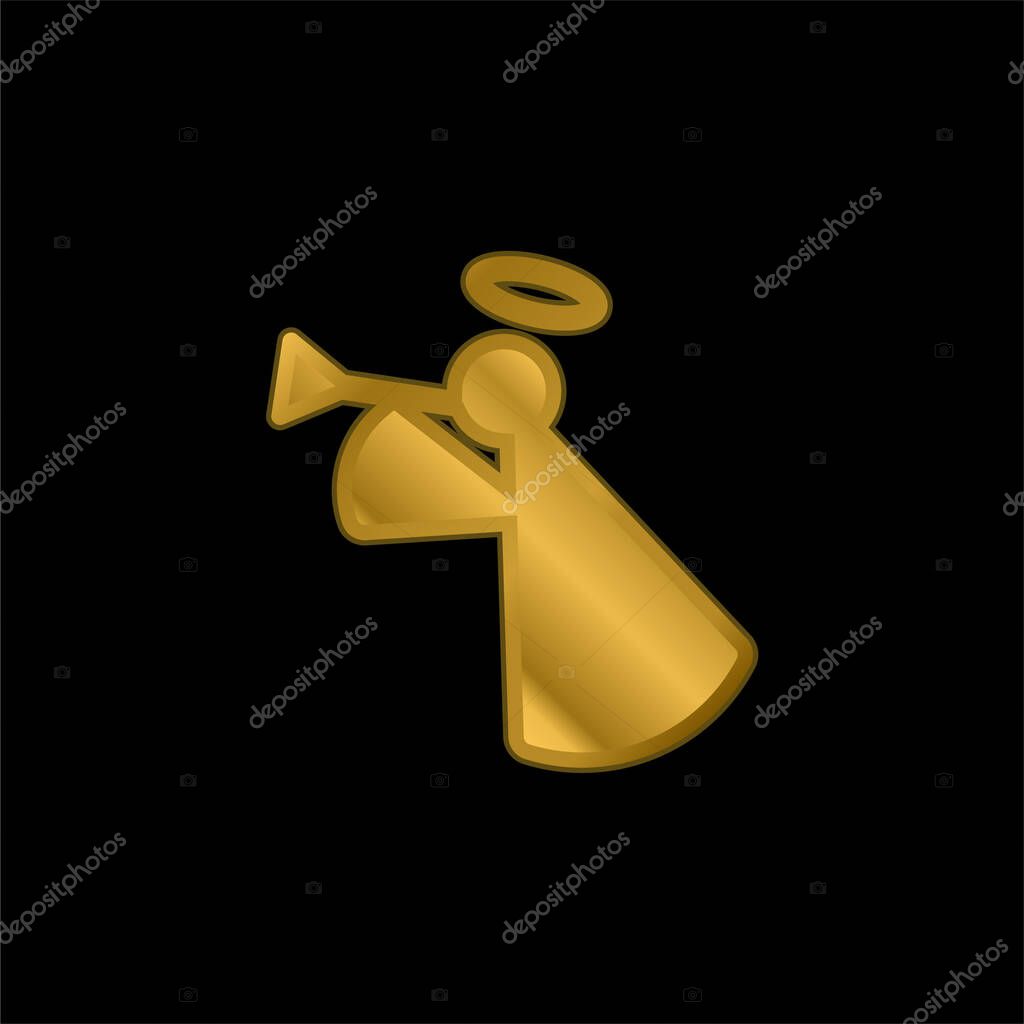 Angel gold plated metalic icon or logo vector
