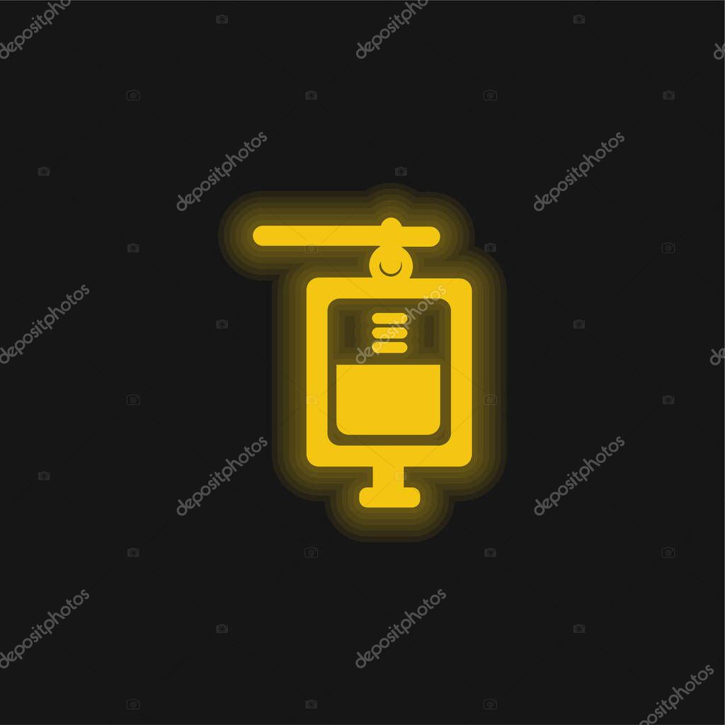 Blood Transfusion yellow glowing neon icon