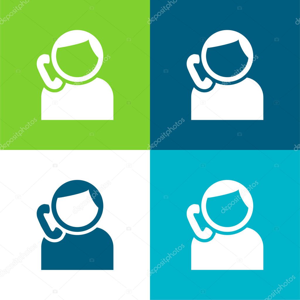 Boy Talking By Phone Flat four color minimal icon set