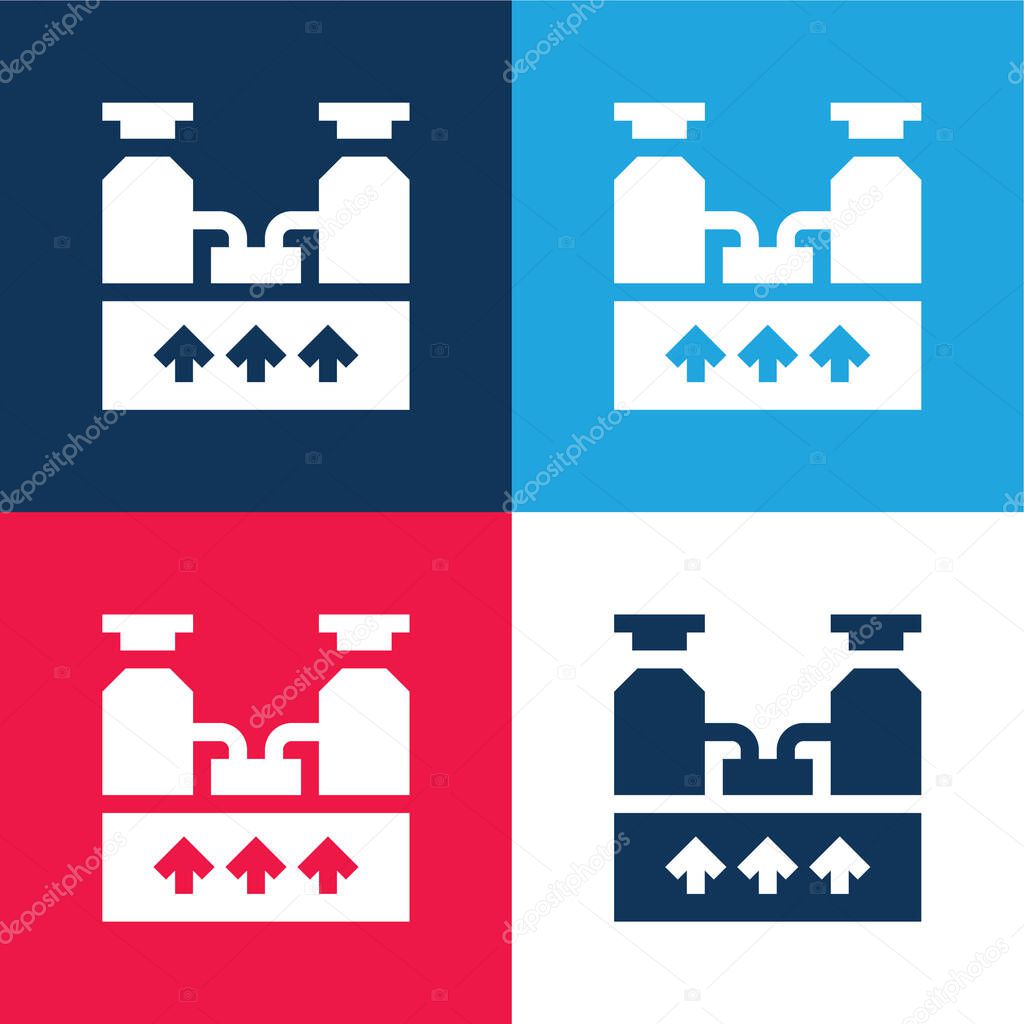Boiler blue and red four color minimal icon set