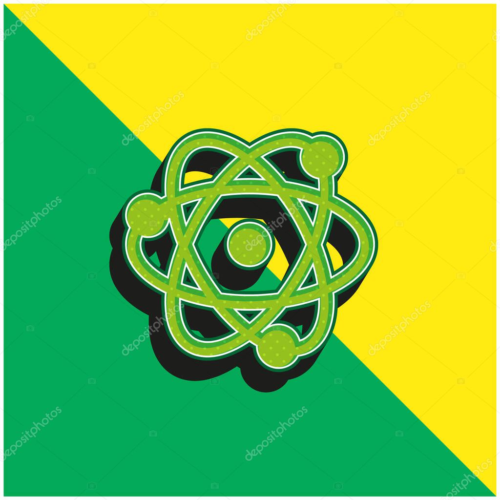 Atom Green and yellow modern 3d vector icon logo