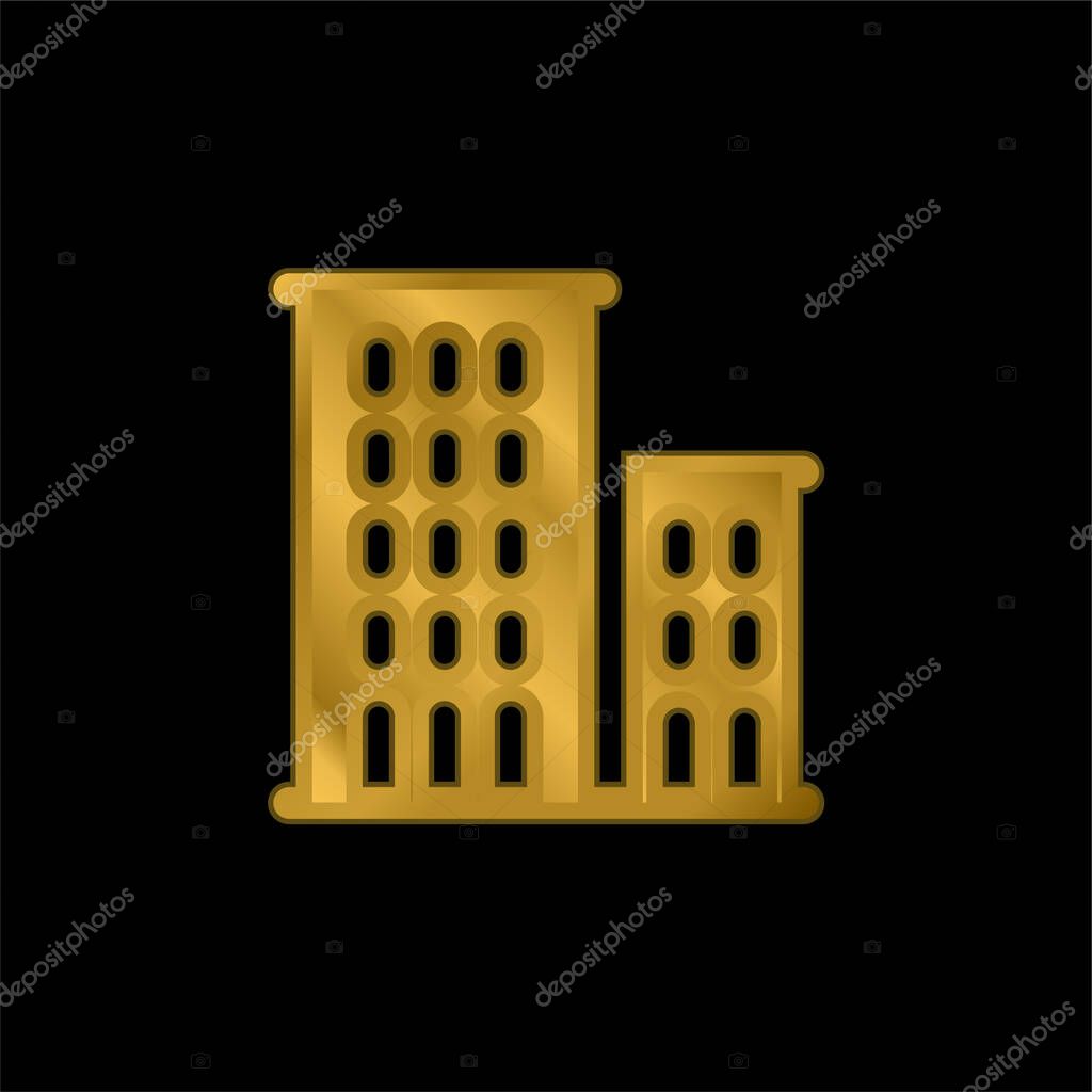 Apartments gold plated metalic icon or logo vector