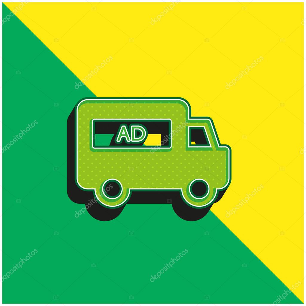 AD Van Green and yellow modern 3d vector icon logo