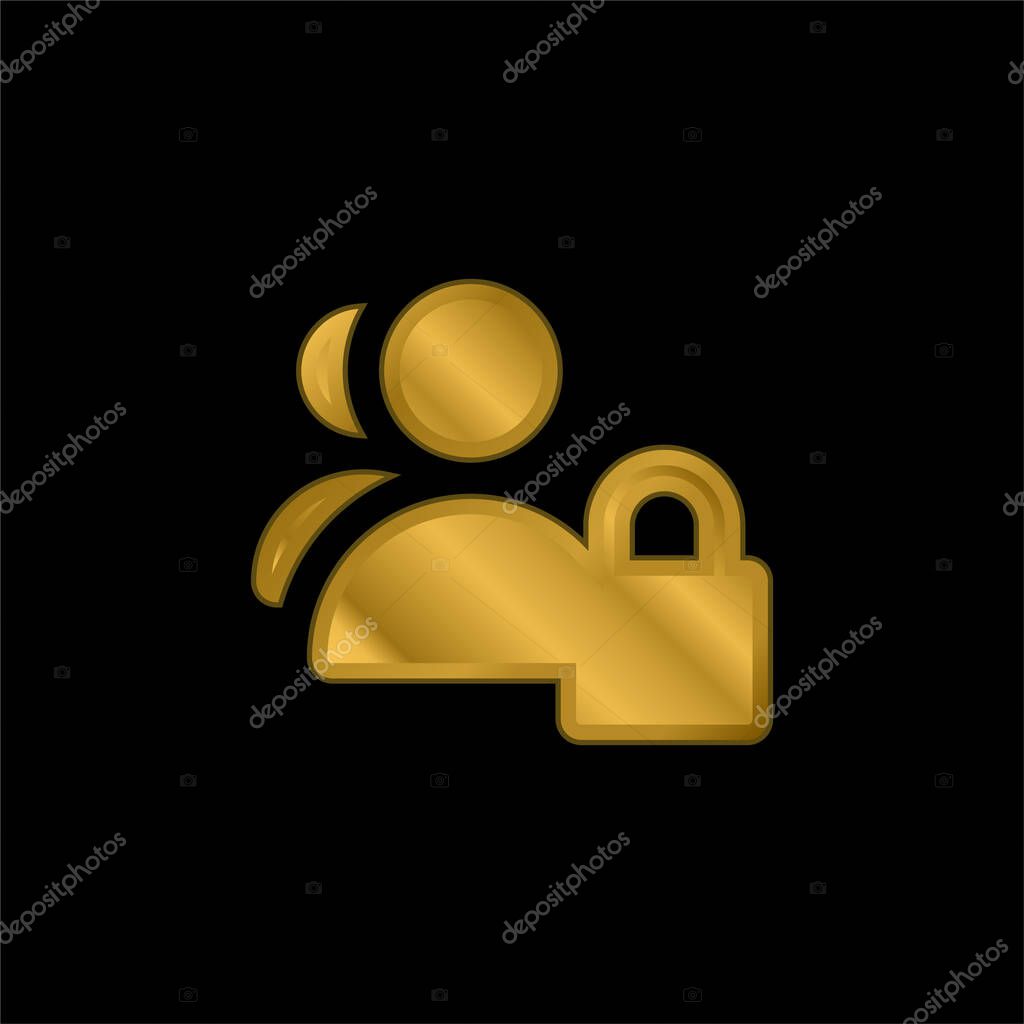 Block gold plated metalic icon or logo vector