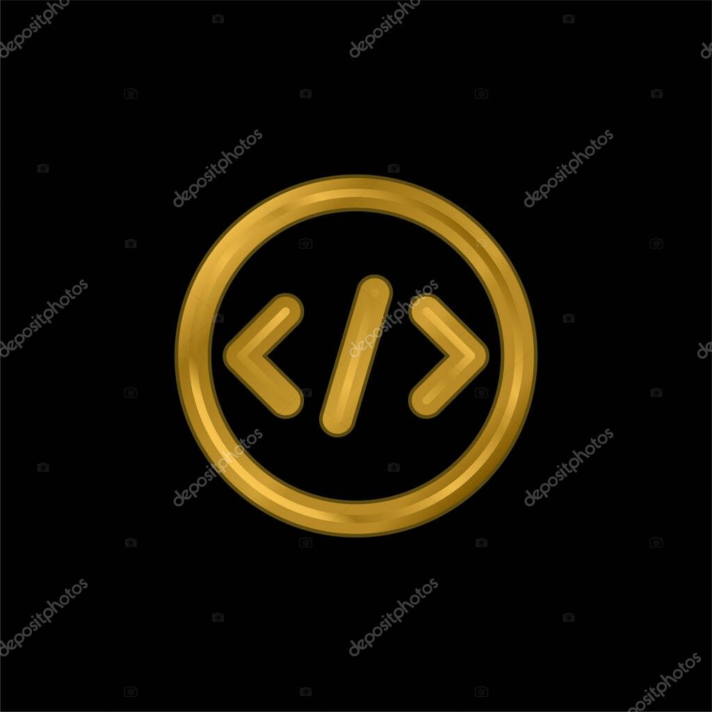 Bracket gold plated metalic icon or logo vector