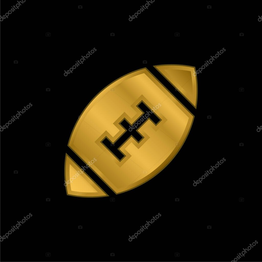 American Football gold plated metalic icon or logo vector
