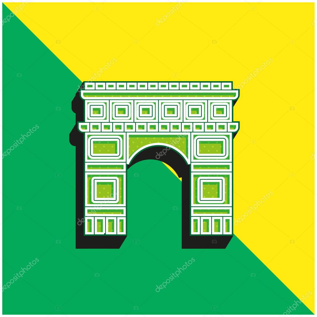 Arc De Triomphe Green and yellow modern 3d vector icon logo