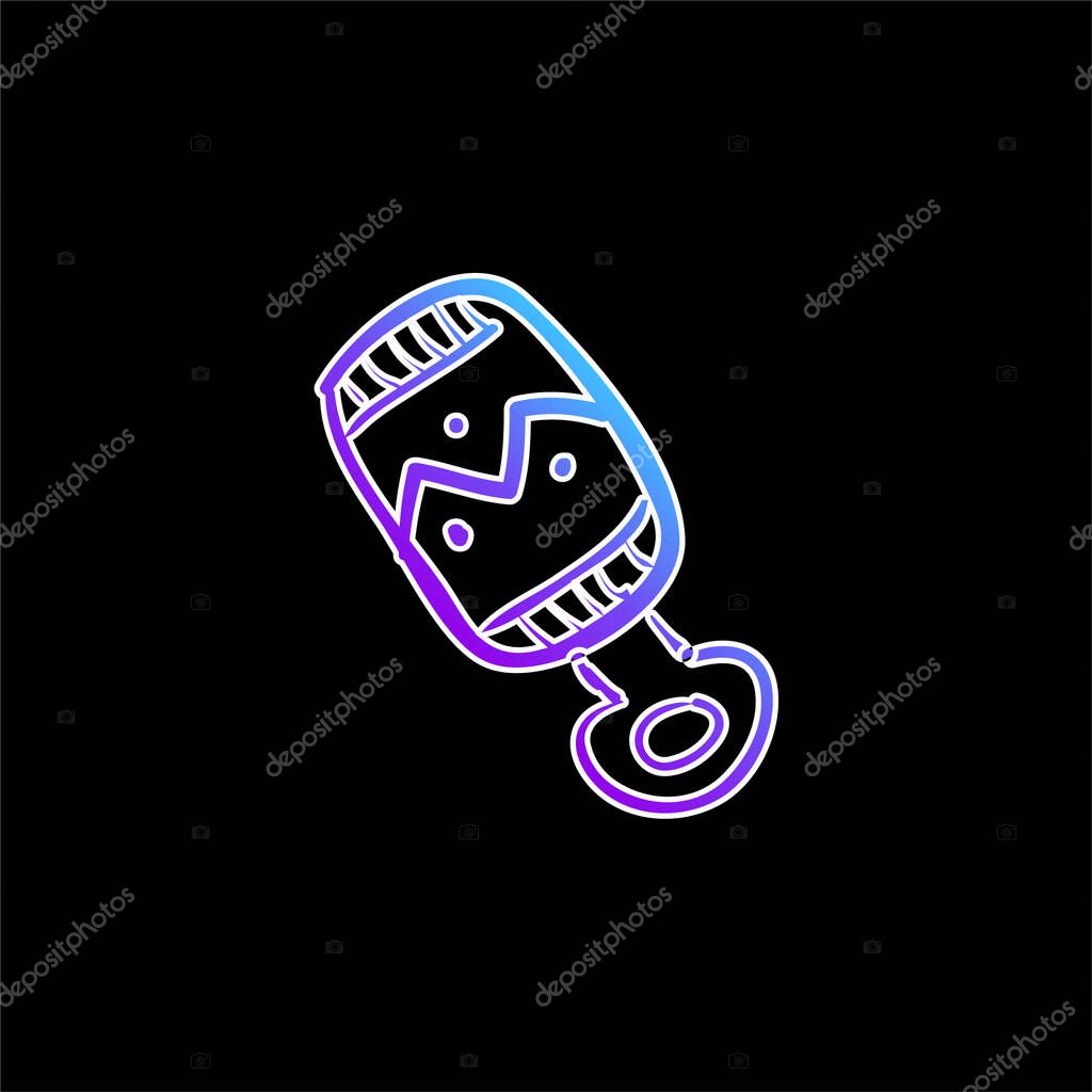 Baby Rattle Hand Drawn Toy blue gradient vector icon