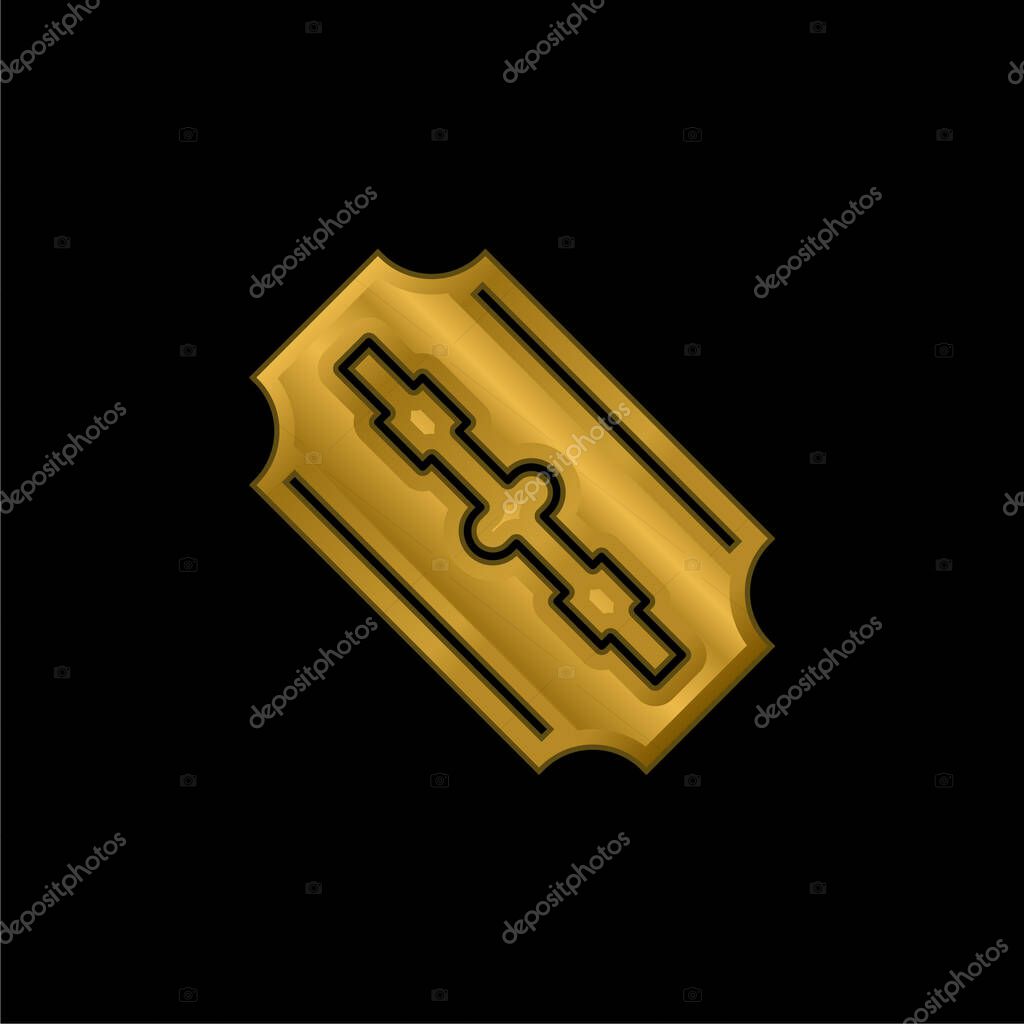 Blades gold plated metalic icon or logo vector