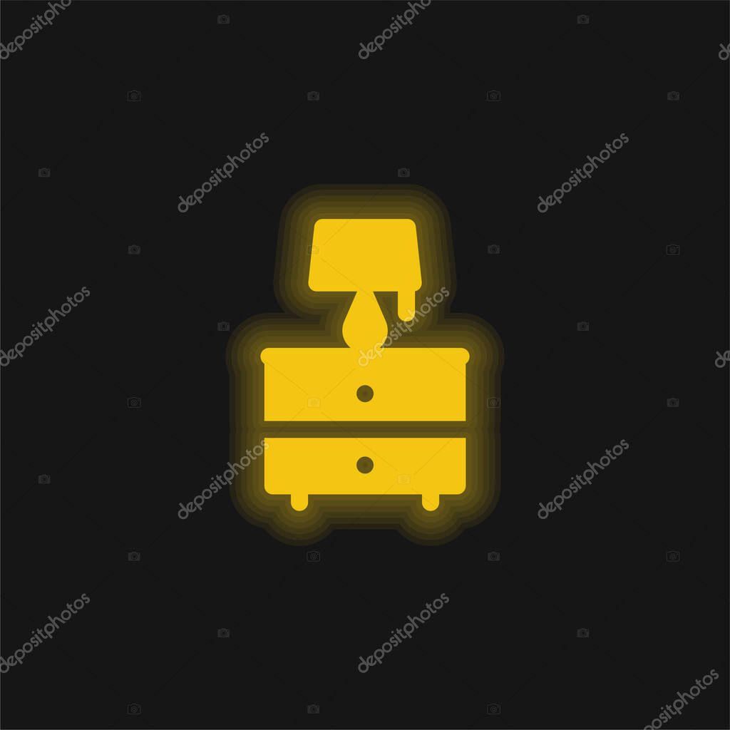 Bedside Table yellow glowing neon icon