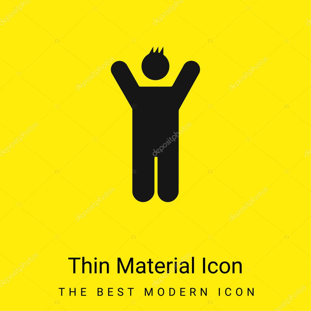 Boy With Rised Arms minimal bright yellow material icon