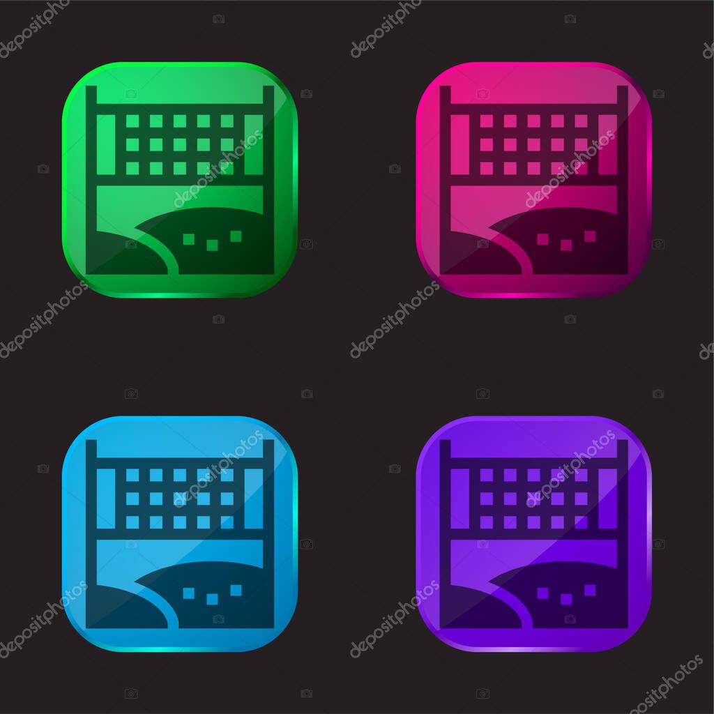 Beach Ball four color glass button icon