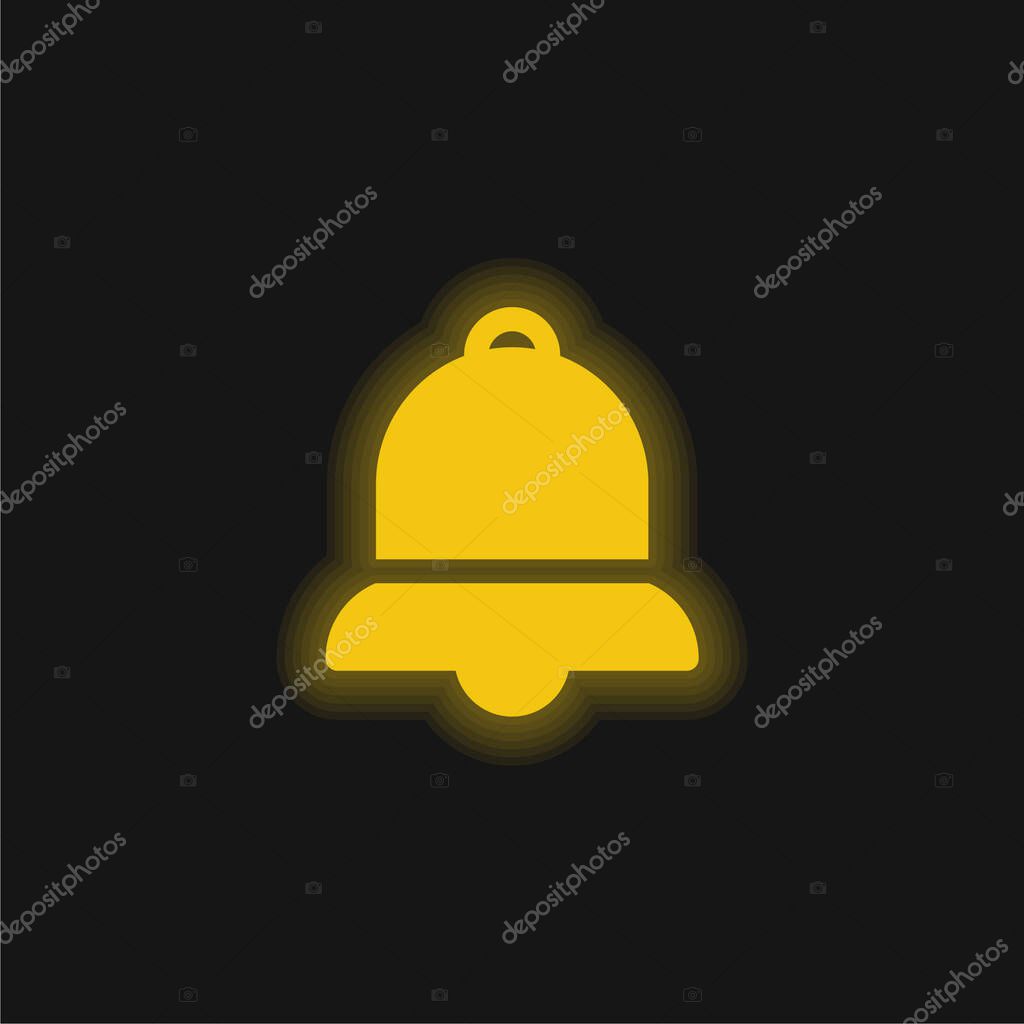 Bell yellow glowing neon icon