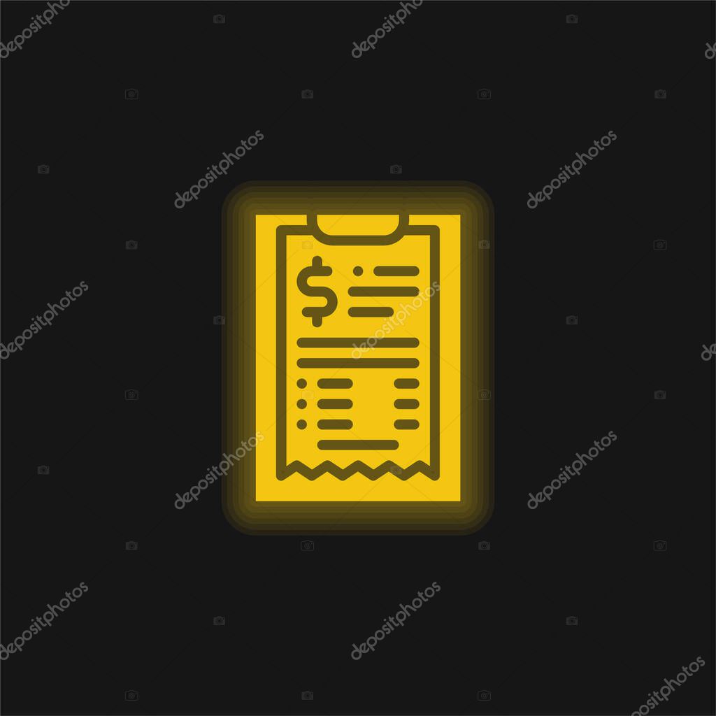 Bill yellow glowing neon icon