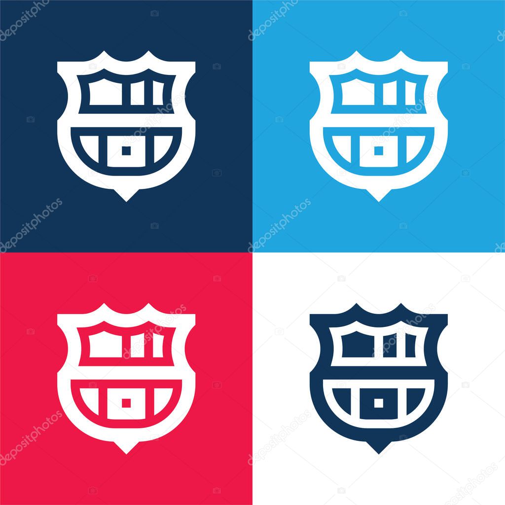Barcelona blue and red four color minimal icon set
