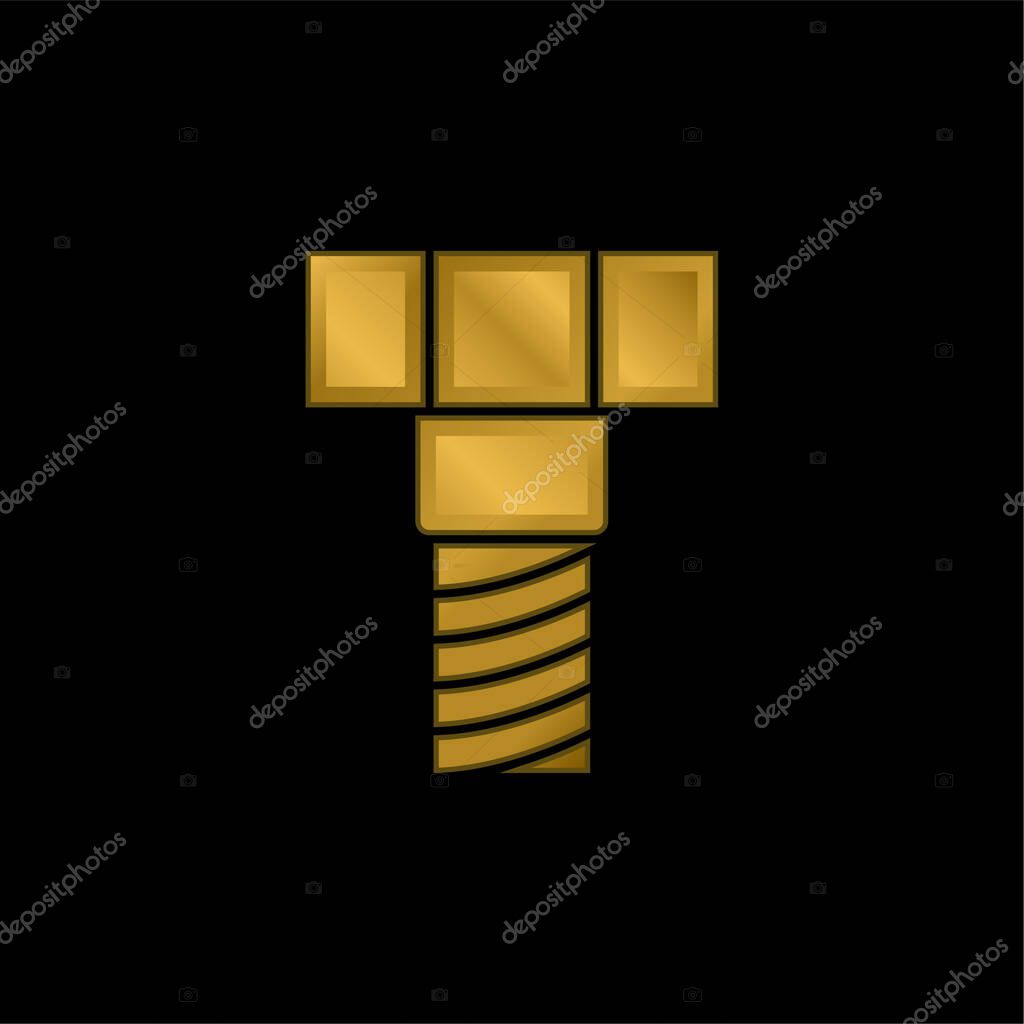 Bolt gold plated metalic icon or logo vector