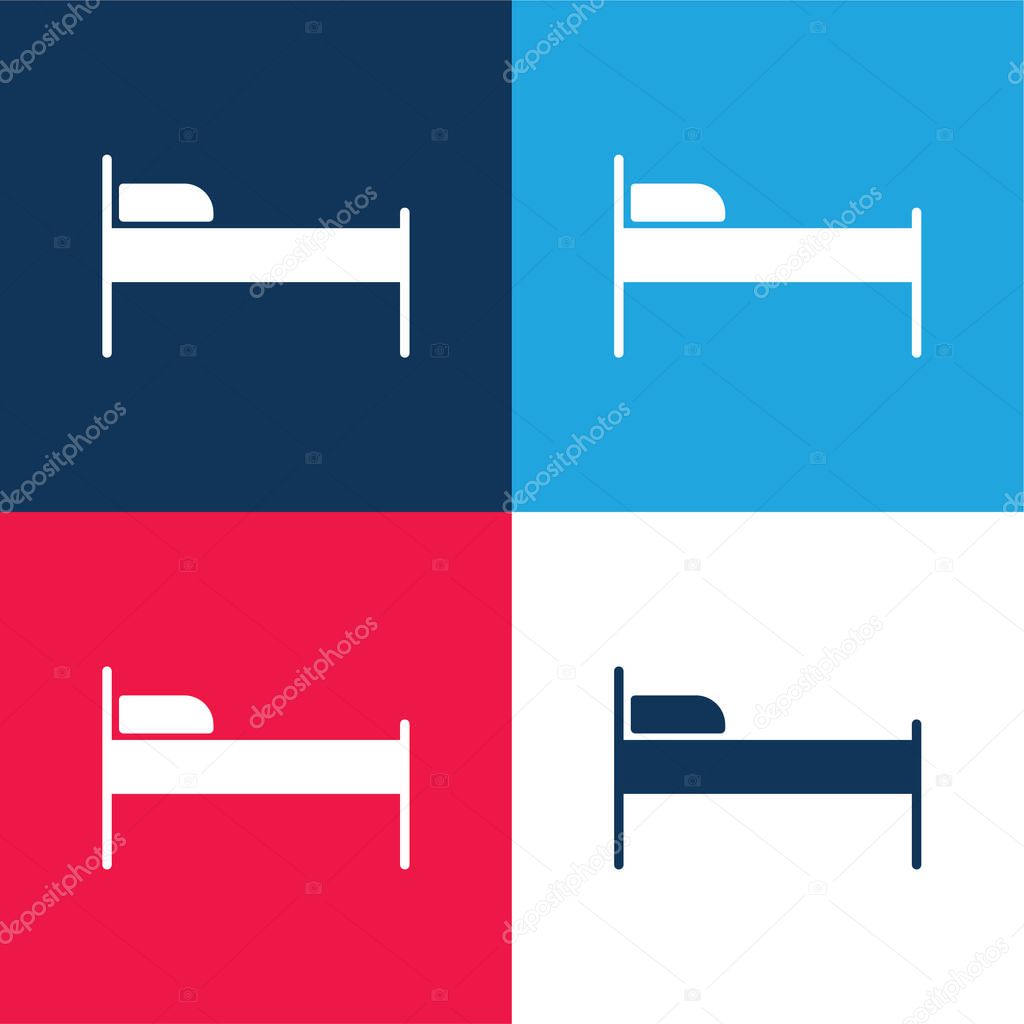 Bedroom blue and red four color minimal icon set