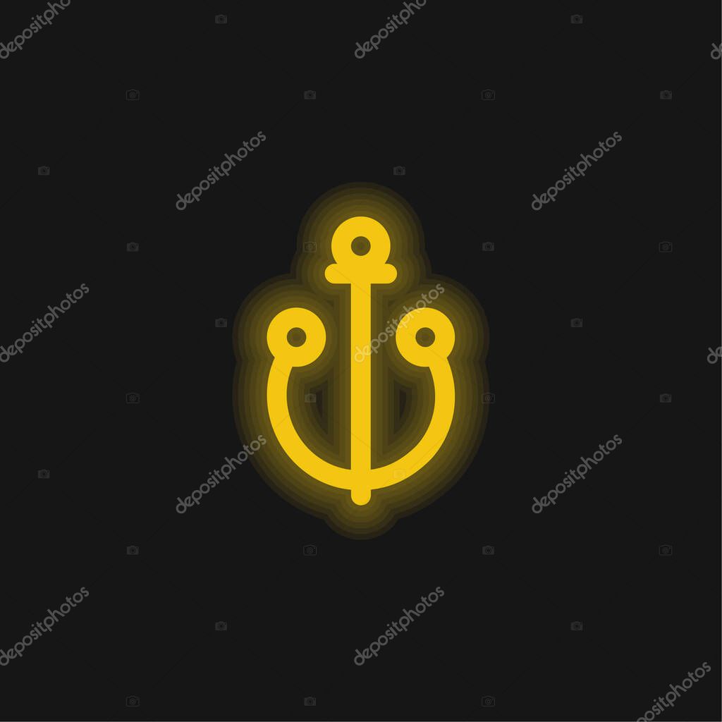 Anchor yellow glowing neon icon
