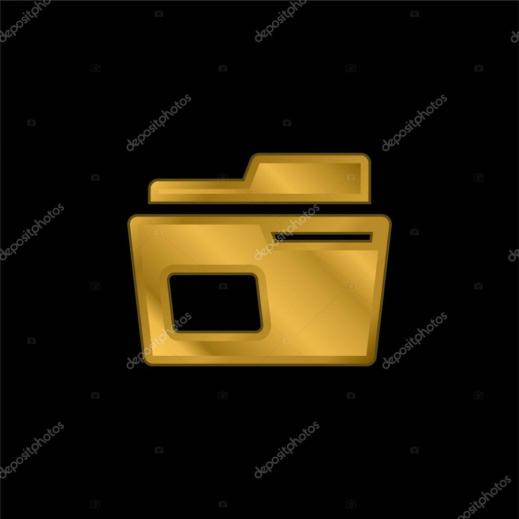 Archive gold plated metalic icon or logo vector