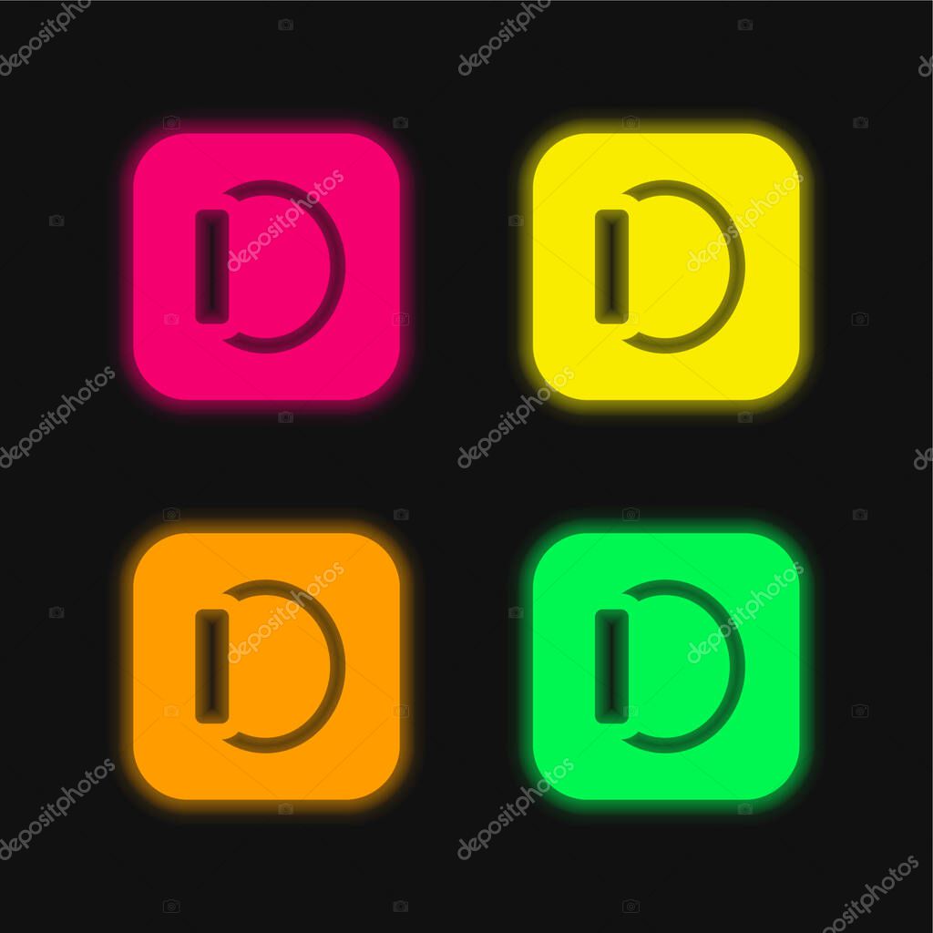 Apple four color glowing neon vector icon