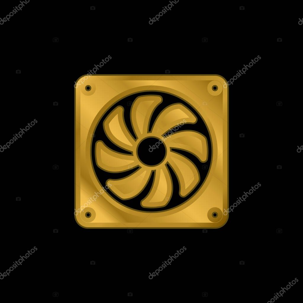 Big Electric Fan gold plated metalic icon or logo vector