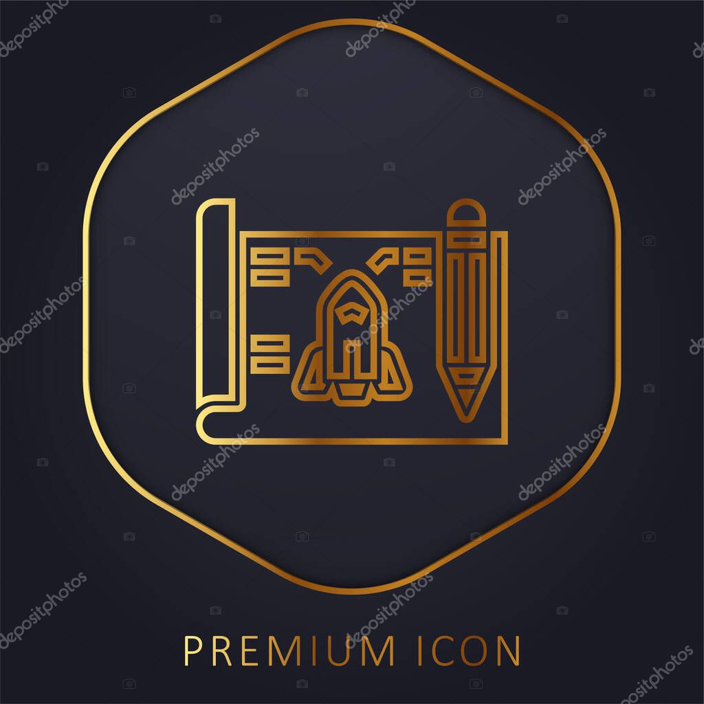 Blueprint golden line premium logo or icon