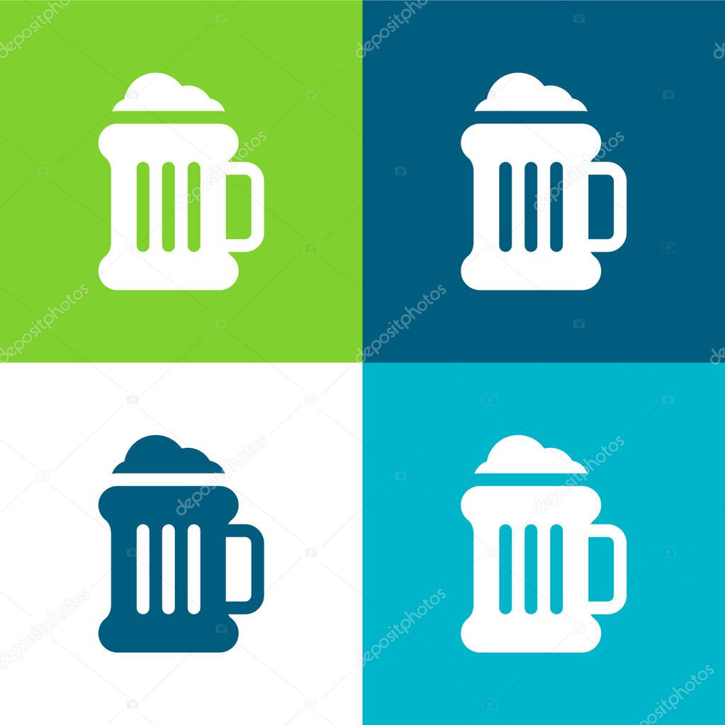 Beer Flat four color minimal icon set