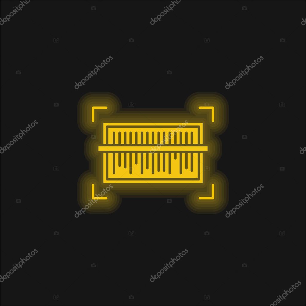 Barcode yellow glowing neon icon