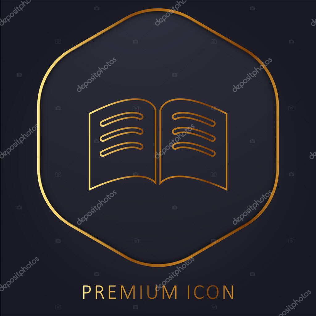 Book Of Black Pages With White Text Lines Opened In The Middle golden line premium logo or icon