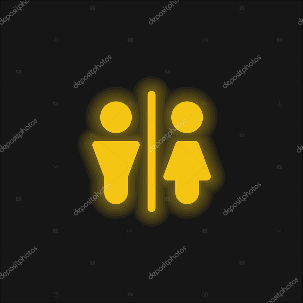 Bathroom yellow glowing neon icon