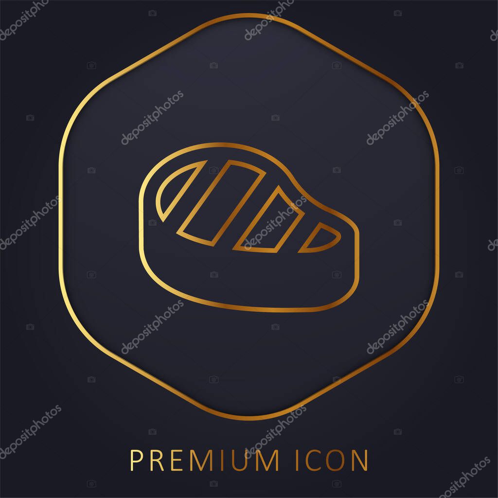 Beef Steak golden line premium logo or icon