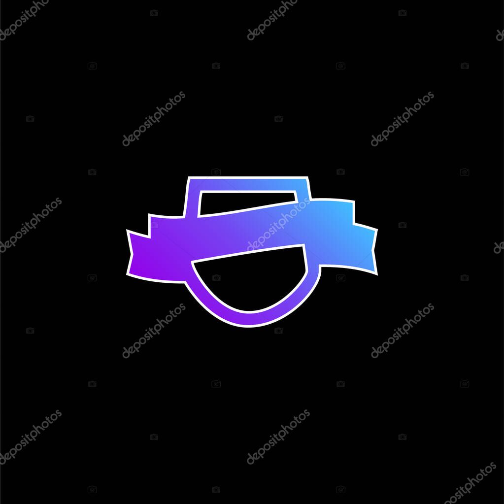 Award Shield Symbol With A Ribbon Banner blue gradient vector icon