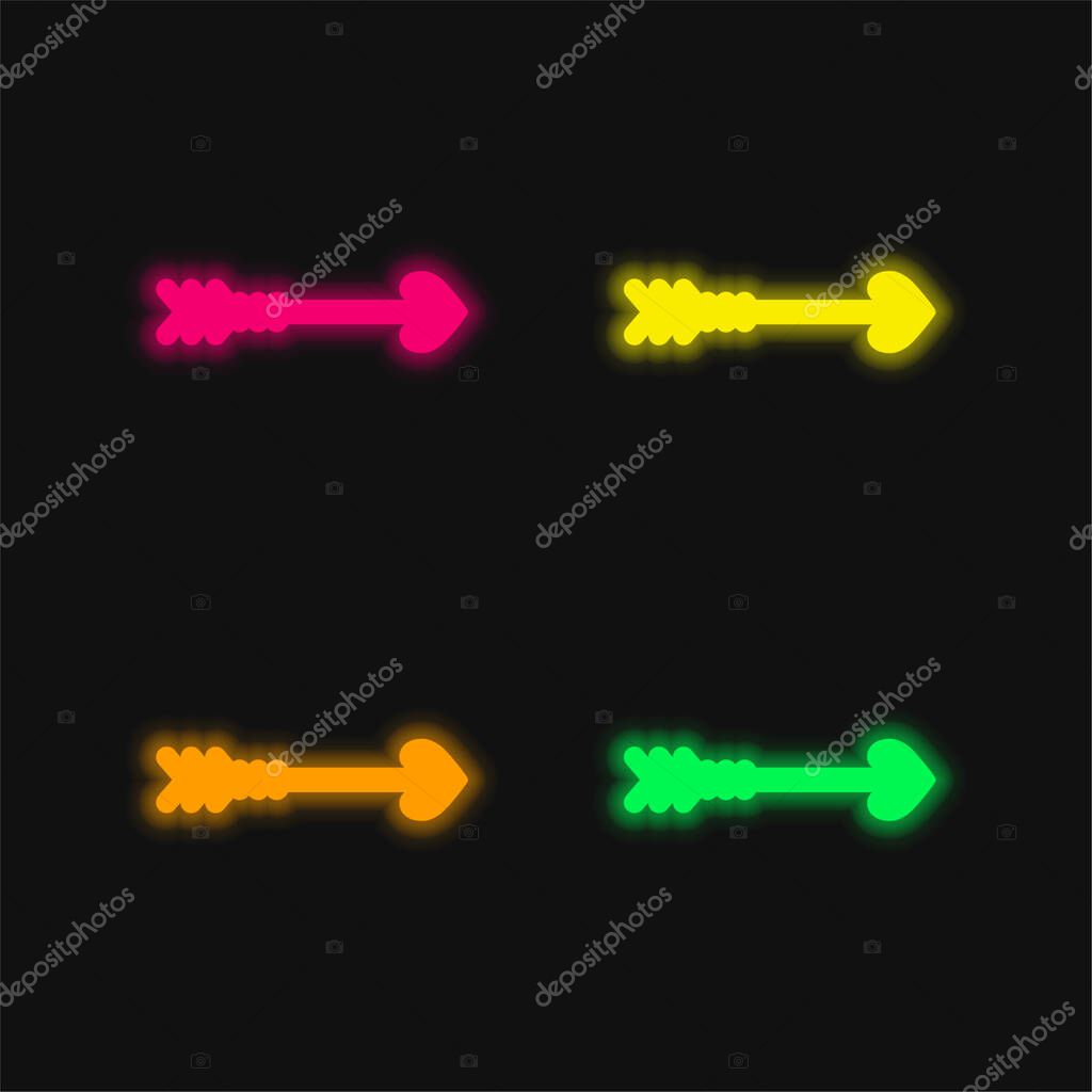Arrow four color glowing neon vector icon