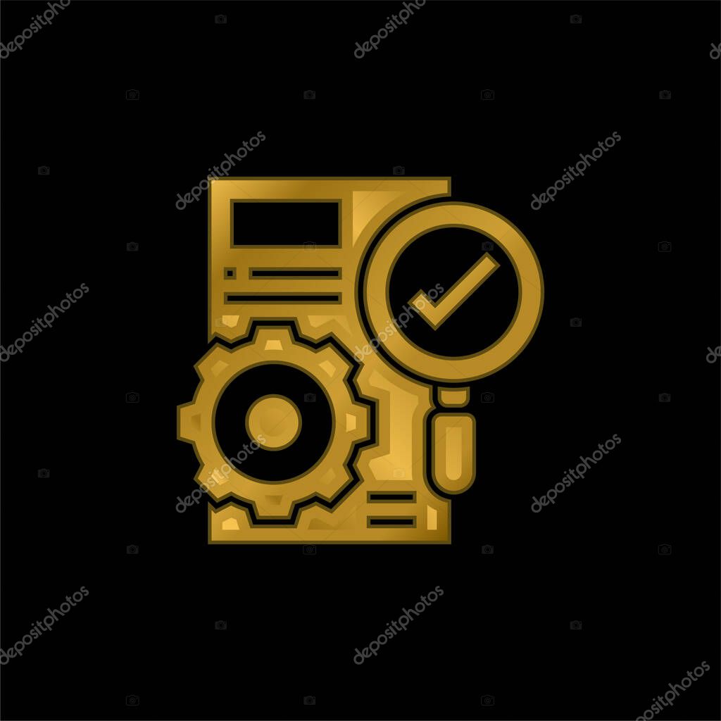 Accuracy gold plated metalic icon or logo vector