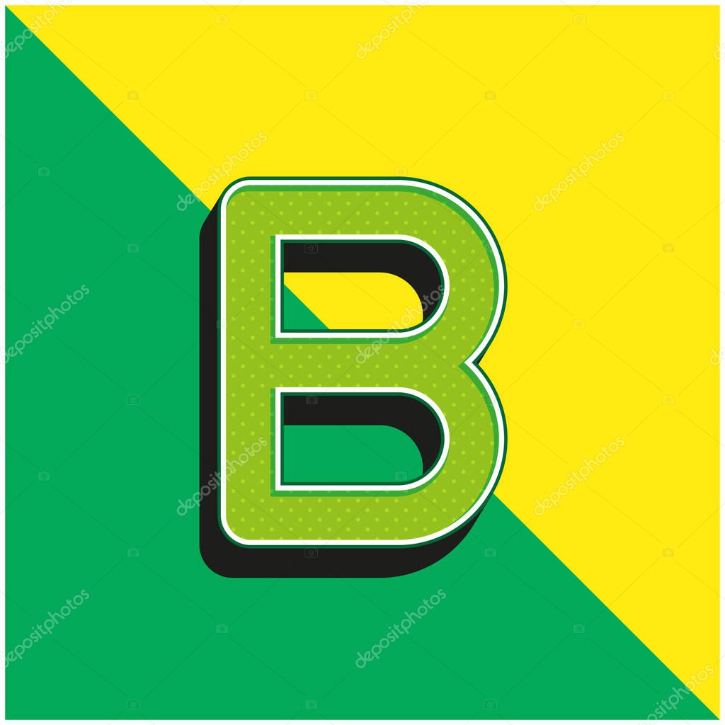 Beta Green and yellow modern 3d vector icon logo
