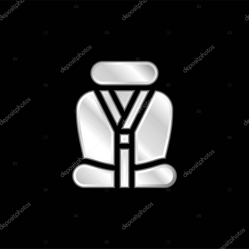 Baby Car Seat silver plated metallic icon