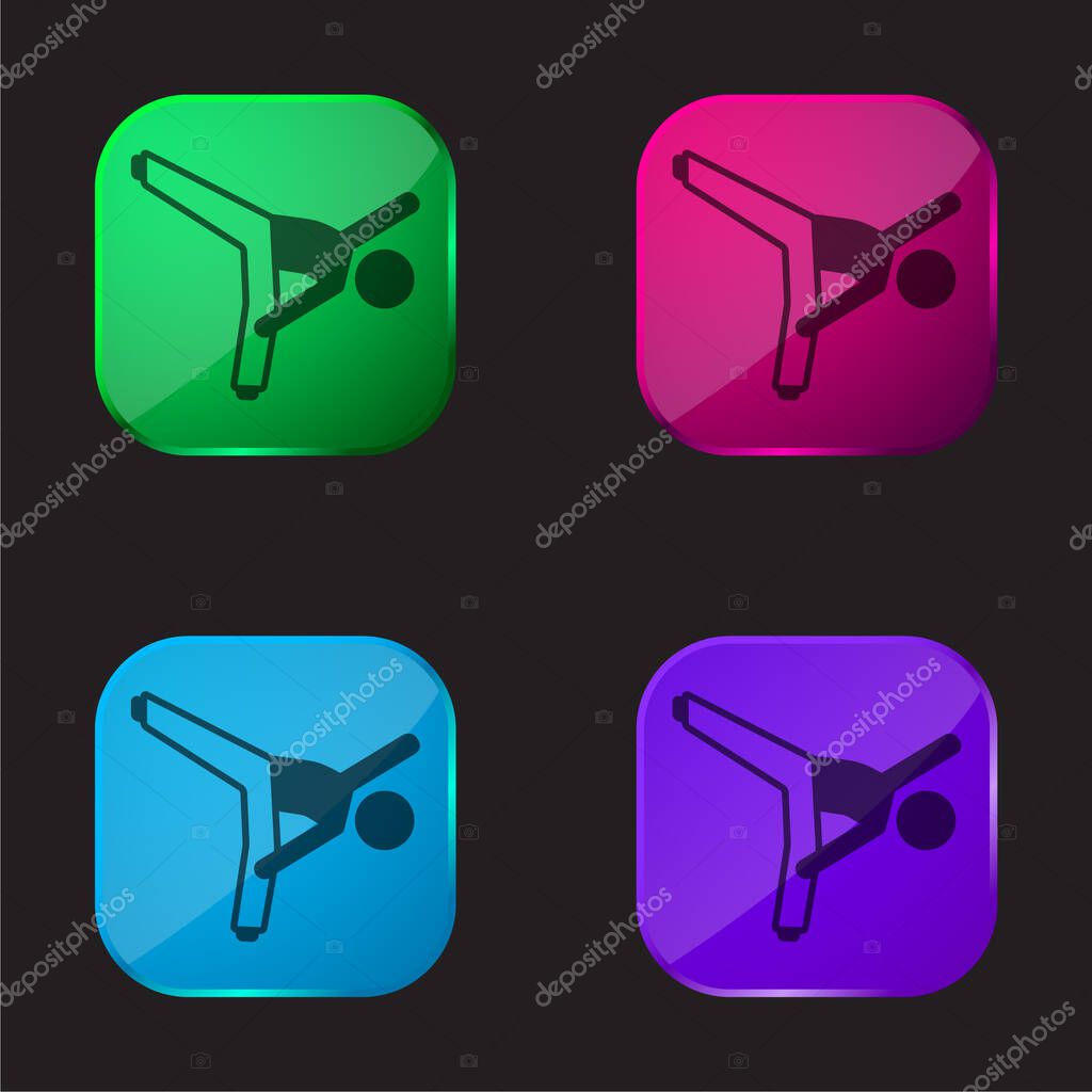 Boy Up Kick four color glass button icon