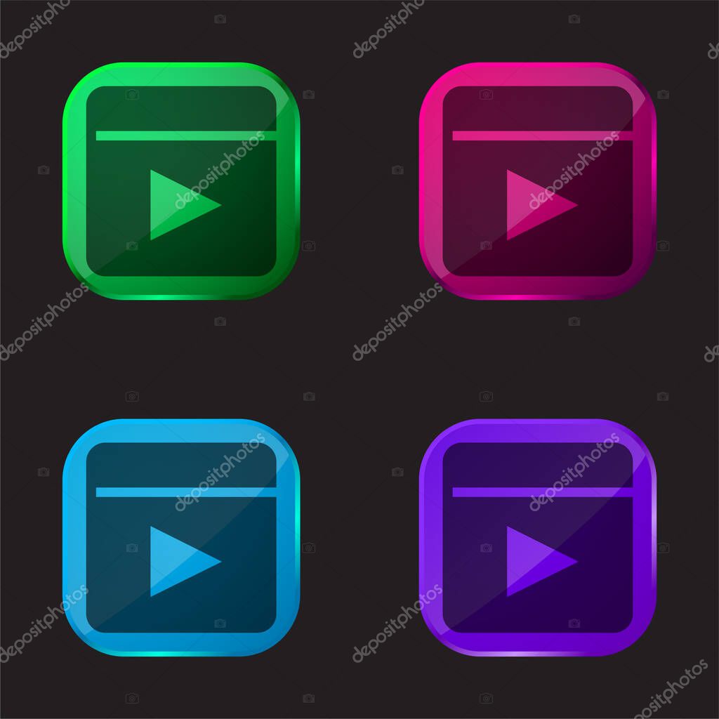 Animation four color glass button icon