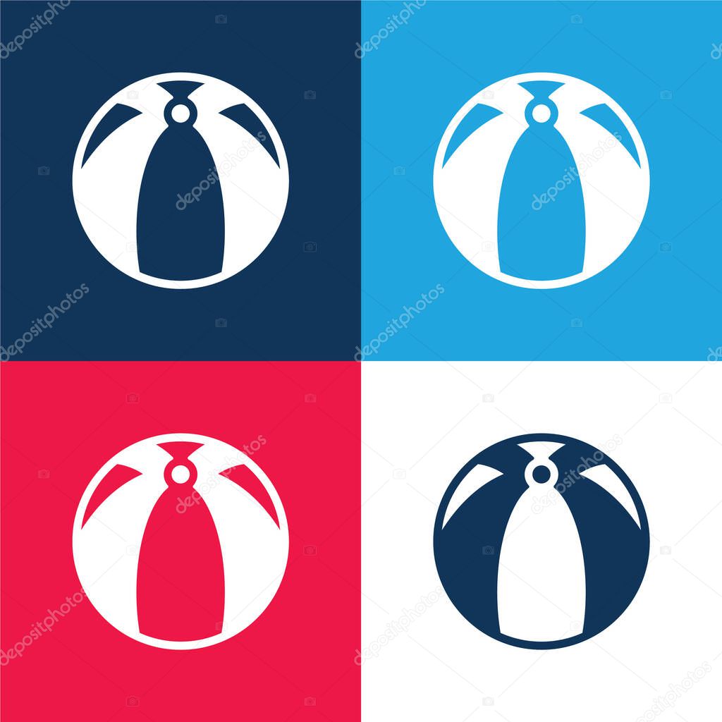 Big Beach Ball blue and red four color minimal icon set