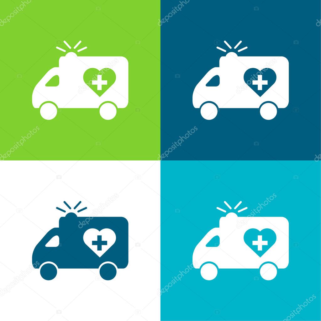 Ambulance Flat four color minimal icon set