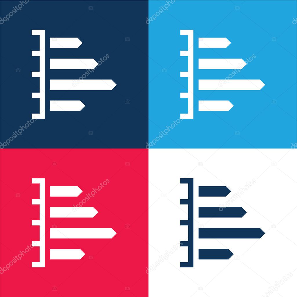 Bar Graph blue and red four color minimal icon set