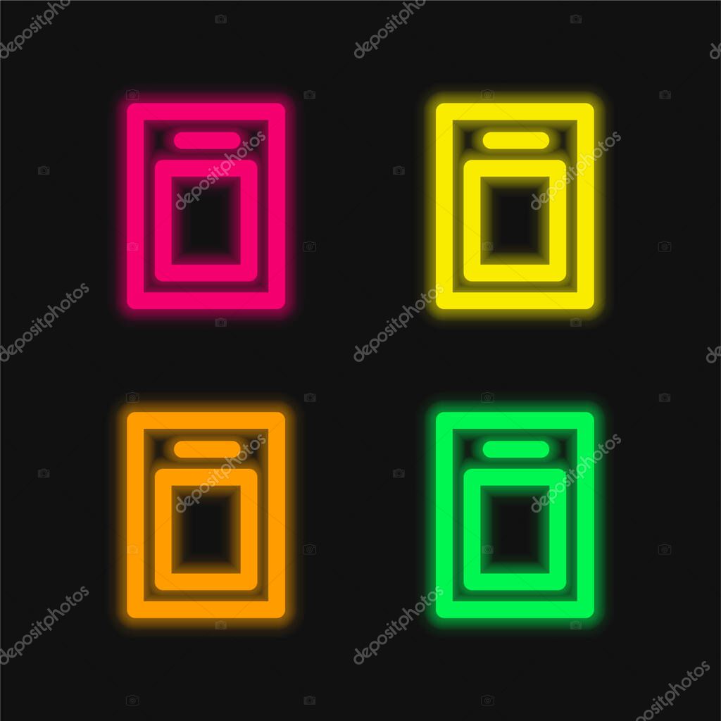 Board four color glowing neon vector icon