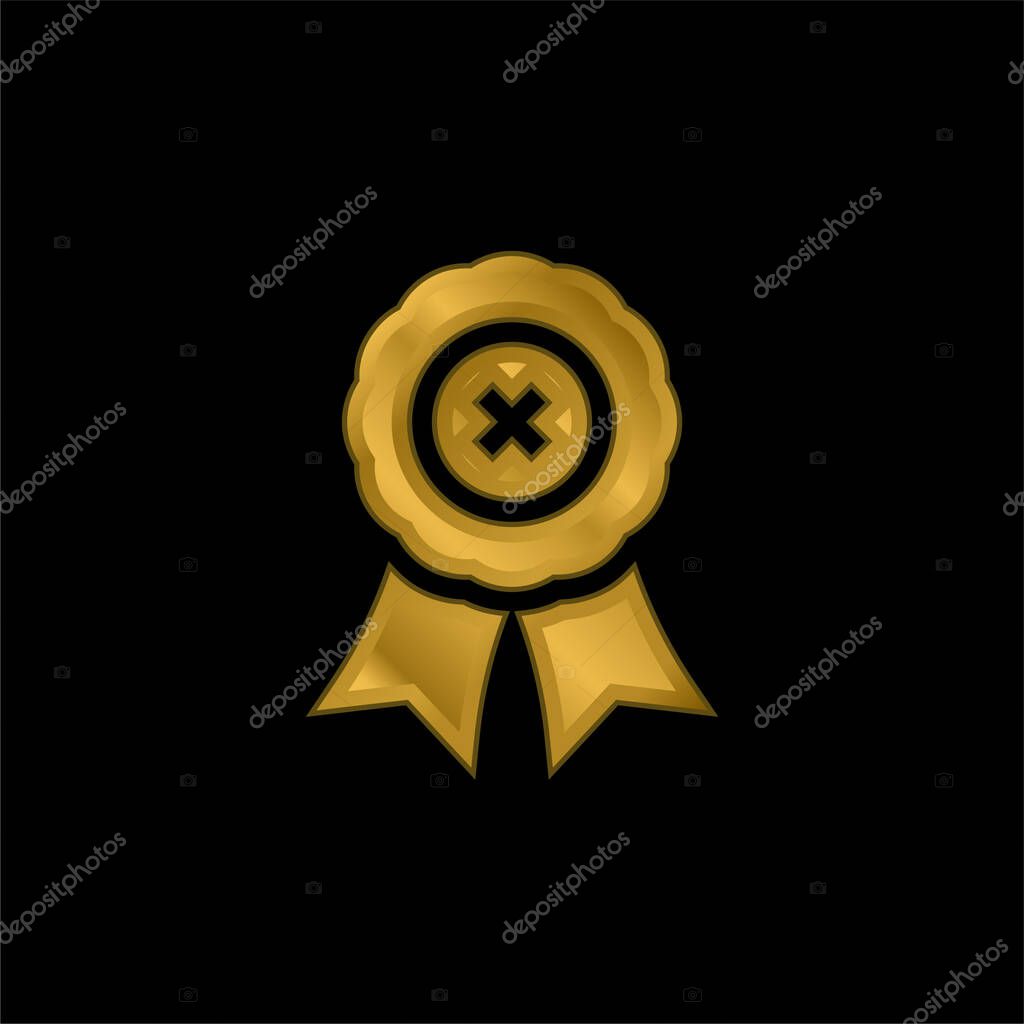 Bad Review gold plated metalic icon or logo vector
