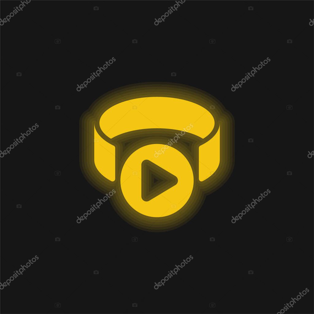 3d Viewer yellow glowing neon icon