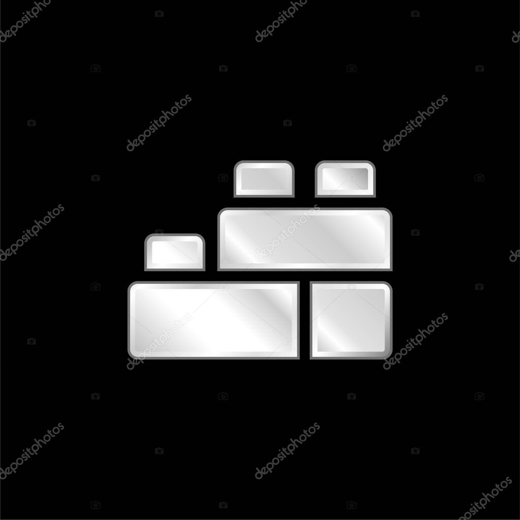 Blocks silver plated metallic icon