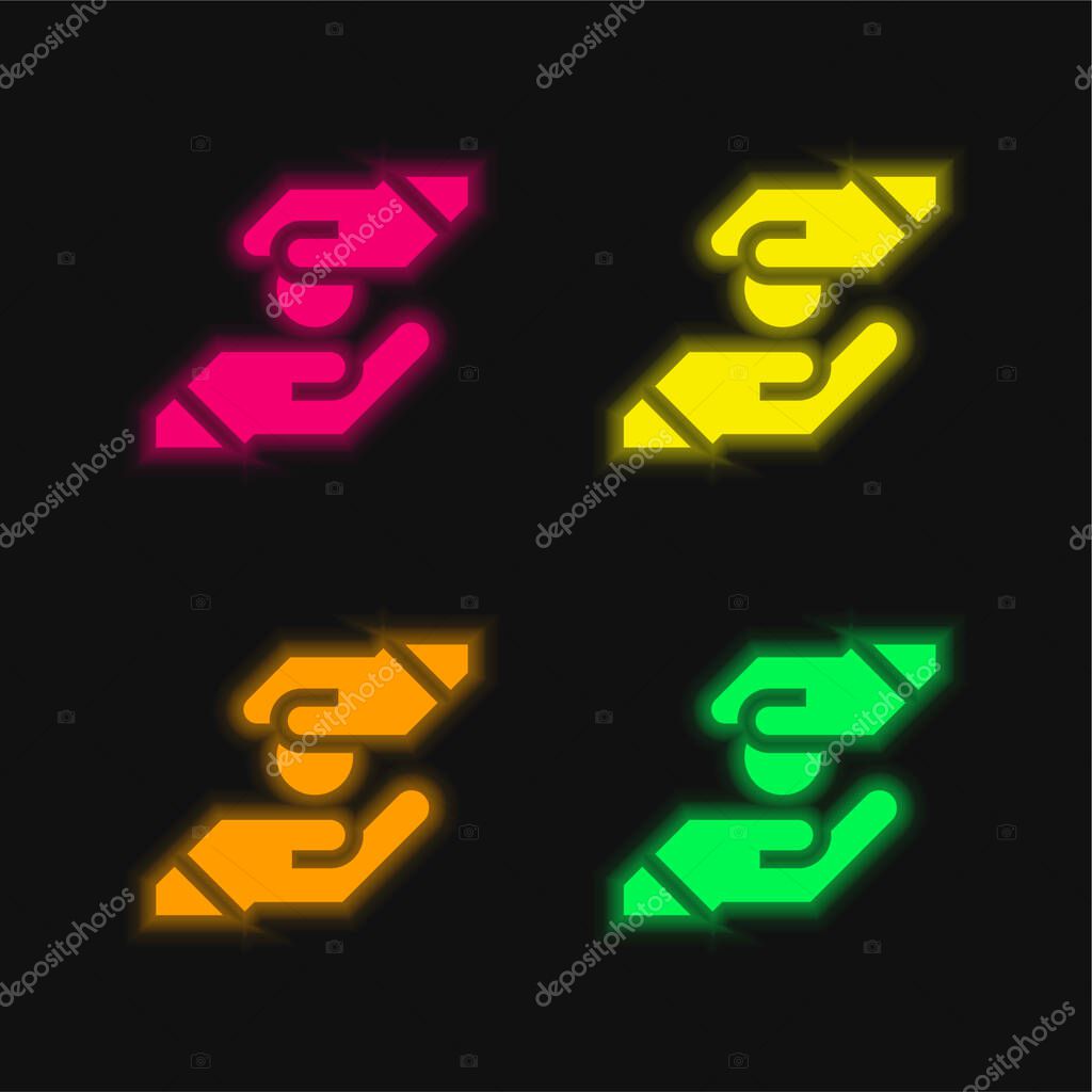 Alms four color glowing neon vector icon