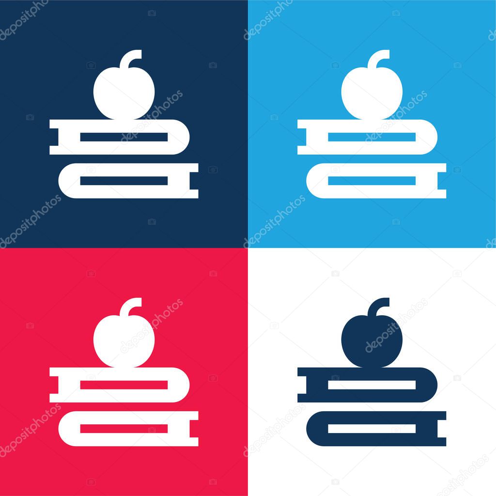 Books blue and red four color minimal icon set