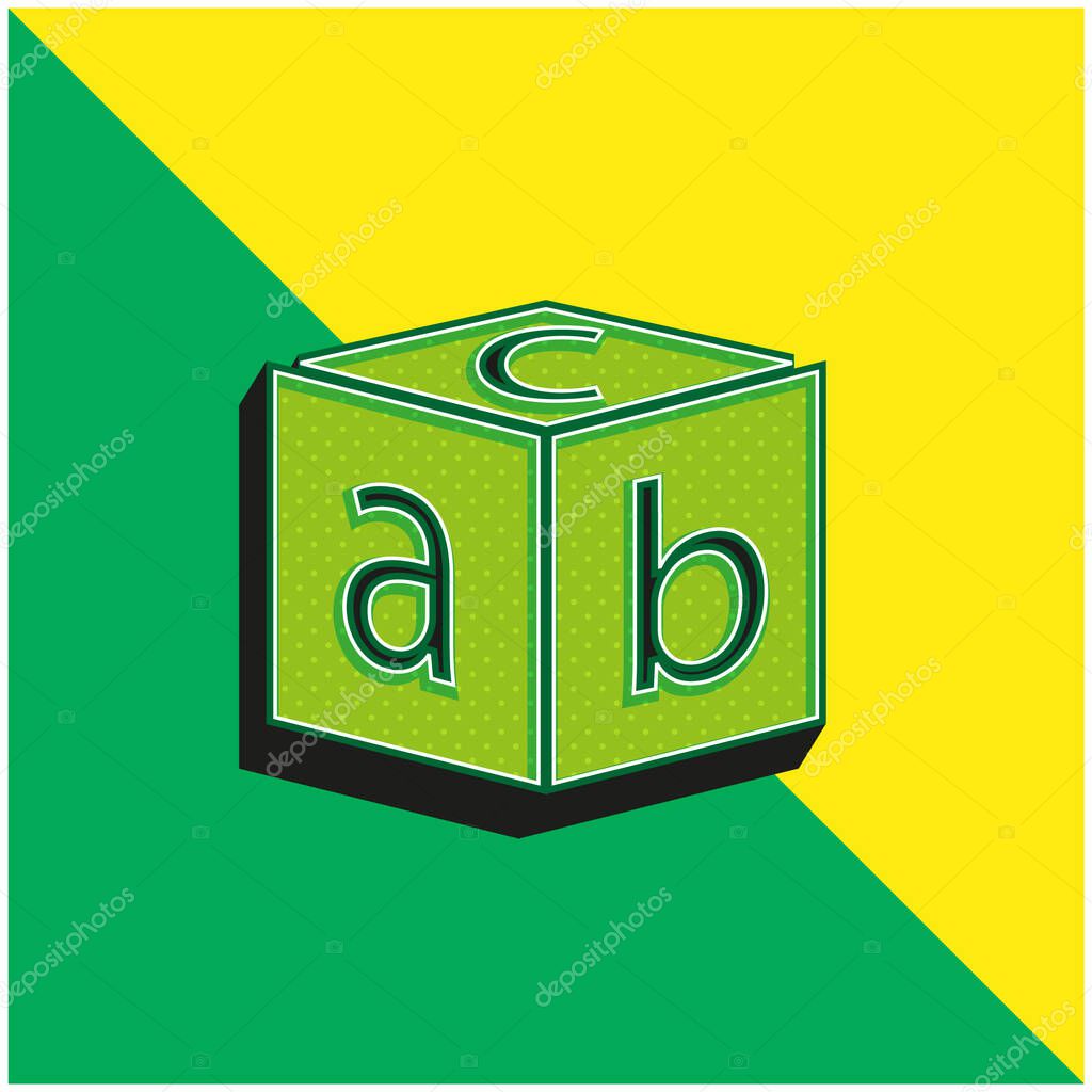 Block With Letters Green and yellow modern 3d vector icon logo